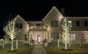 House with Christmas Lighting installed
