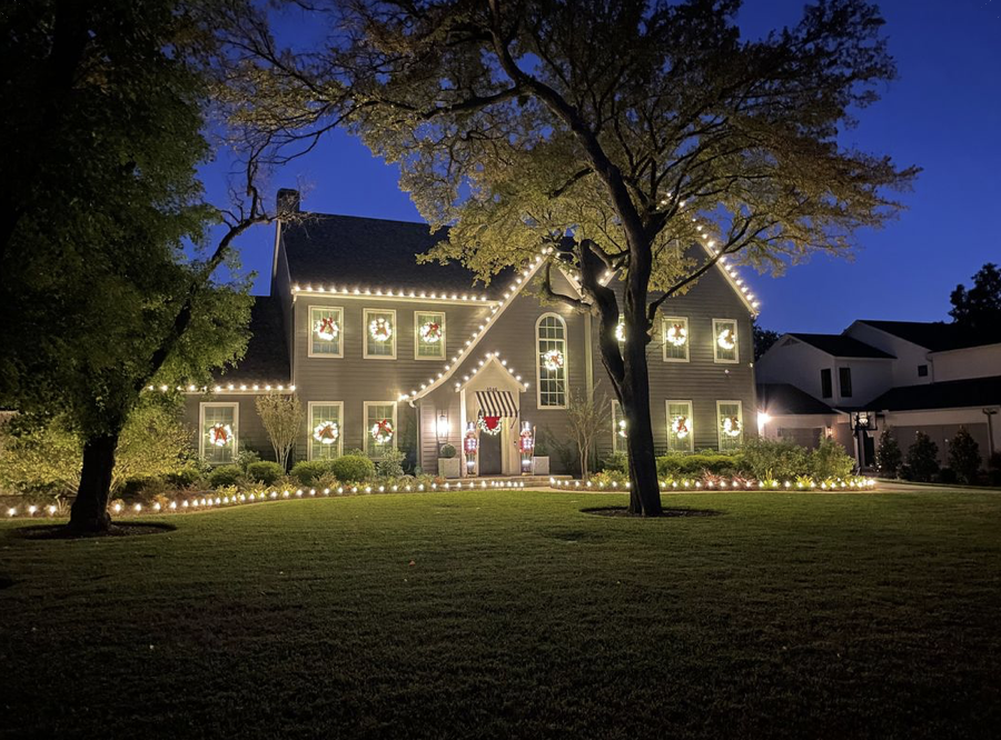 luxury home with Holiday Lighting
